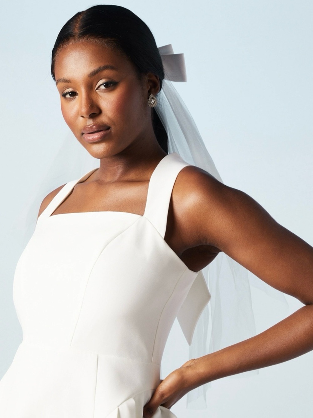 Coast Satin Bow Mini Bridal Veil in Ivory New